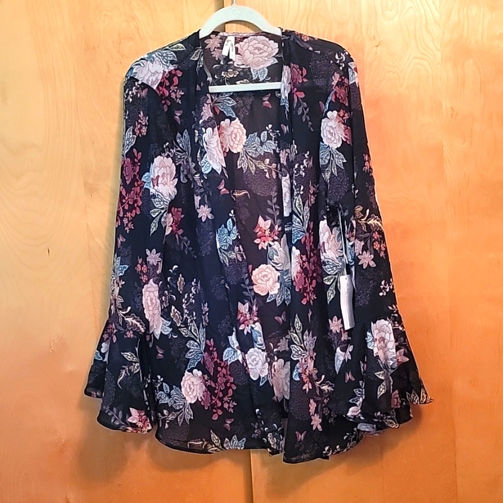 Truth Black Floral Sheer Cover Up Jacket